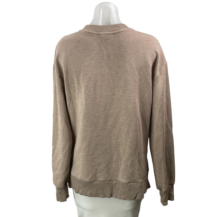 Varley Women's Heather Tan Taupe Long Sleeves Relaxed Pullover Sweater Top Sz S