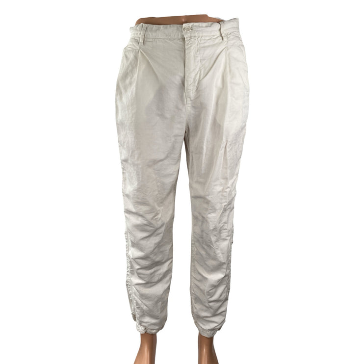 Orlebar Brown Men's White Linen High Rise Wide Leg Utility Trousers Pants Sz 30