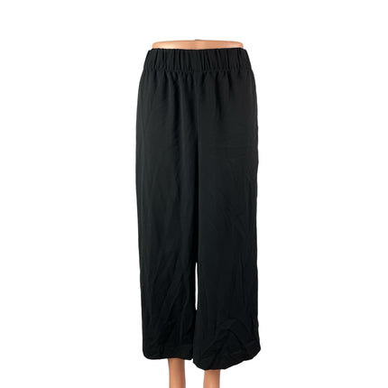 H&M Women's Black High Waisted Wide Leg Cropped Trousers Casual Pants Size 6
