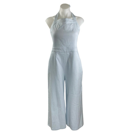 NEW BCBGeneration Blue Sleeveless Halter Tie Back Wide Leg Romper Jumpsuit 12