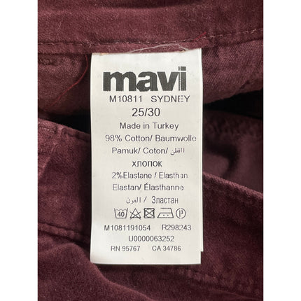 Mavi Sydney Womens Red Maroon Mid Rise Flared Bootcut Trousers Pants Size 25/30