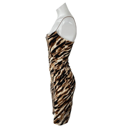 Leith Brown Black Zebra Sleeveless Split Cami Camisole Mini Bodycon Dress Size S