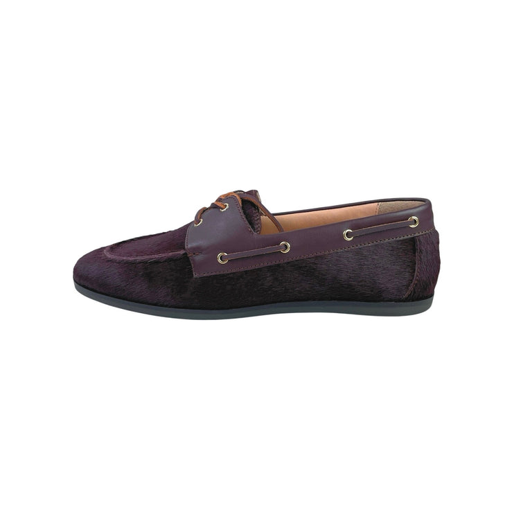 NEW J.Crew Haircalf Classic Womens Purple Leather Lace Up Flat Loafer Shoes Sz 9