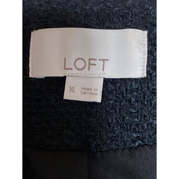 Ann Taylor Loft Black Tweed Long Sleeve Crop Suit Cardigan Blazer Coat Jacket XL