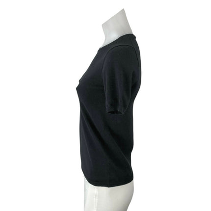 Ann Taylor Women's Black Crew Neck Short Sleeve Slim Sweater Tee T-Shirt Top XS