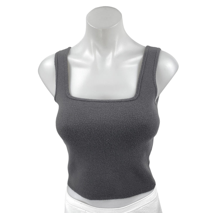 Abercrombie & Fitch Soft Gray Knit Sleeveless Cami Camisole Tank Crop Top Size S
