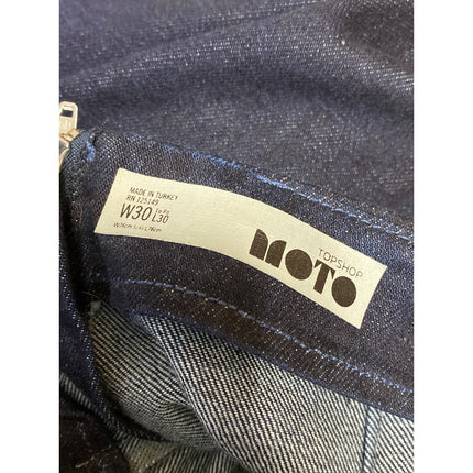 Topshop Moto Blue Dark Wash High Rise Tie Wait Wide leg Denim Jeans Pants Sz 30
