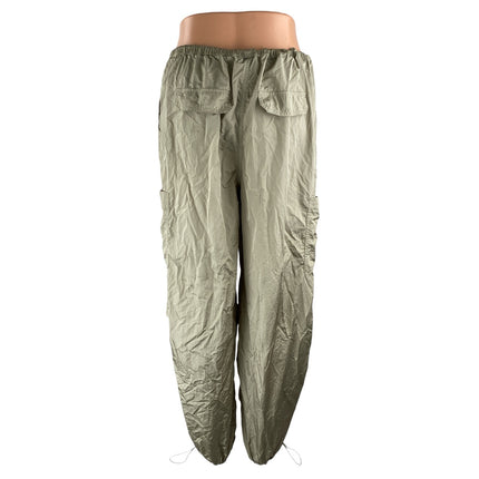 H&M Women's Gray High Rise Adjustable Parachute Baggy Jogger Trousers Pants Sz S