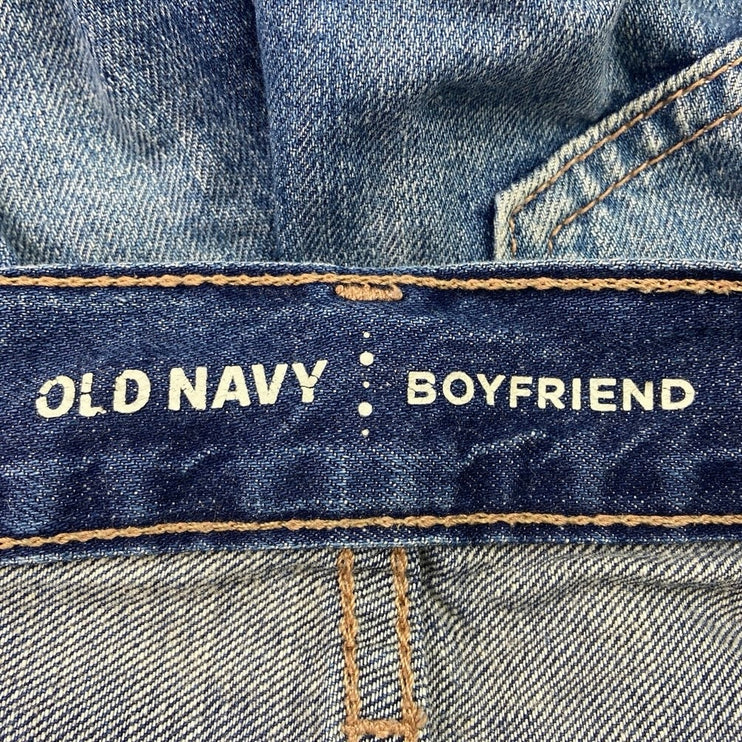 Old Navy Blue Medium Wash Mid Rise Distressed Faded Boyfriend Jean Short Size 0