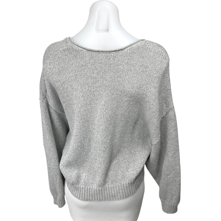 Free People Women's Gray Waffle Knit Long Sleeve Pullover Sweater Top Size XS