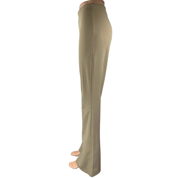 H&M Women's Beige Tan High Waisted Flared Bootcut Stretch Trousers Pants Size S