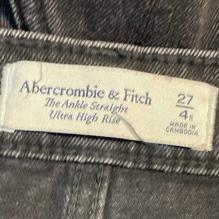 Abercrombie & Fitch The Ankle Straight High Rise Black Distressed Denim Jeans 27