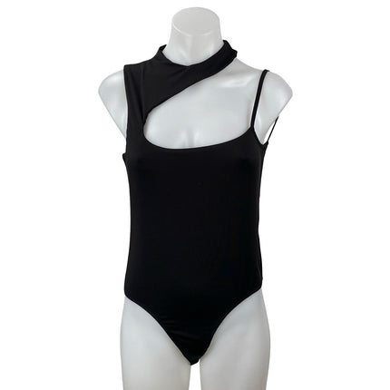Princess Polly Womens Black Sleeveless Mock Neck Cutout Tank Bodysuit Top Size 8