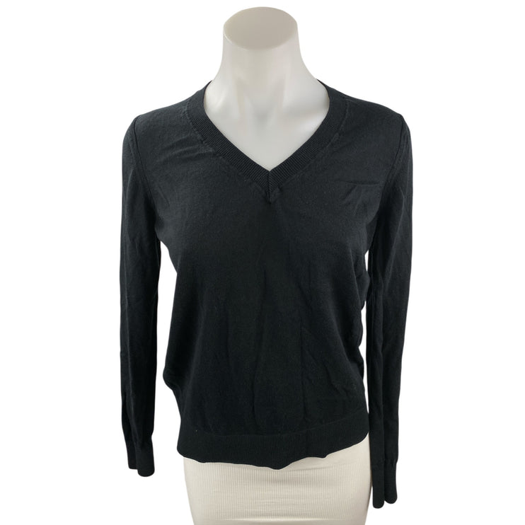 Banana Republic Forever Womens Black V Neck Long Sleeve Sweatshirt Sweater Top M