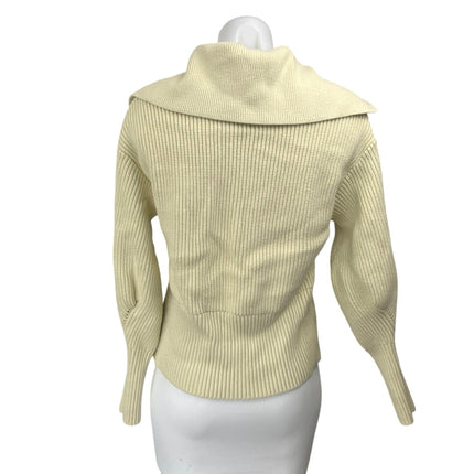 NA-KD Women's Yellow Ribbed Knit Collared Balloon Long Sleeve Sweater Top Size S