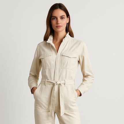 Alex Mill Expedition Women's White Belted Long Sleeve Skinny Overalls Jumpsuit S