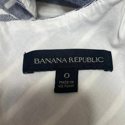 Banana Republic Gray White Striped Sleeveless V Neck Midi Sheath Dress Size 0