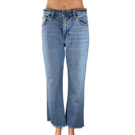 Abercrombie & Fitch The Baggy Low Rise Frayed Hem Straight Denim Jeans Pants 26