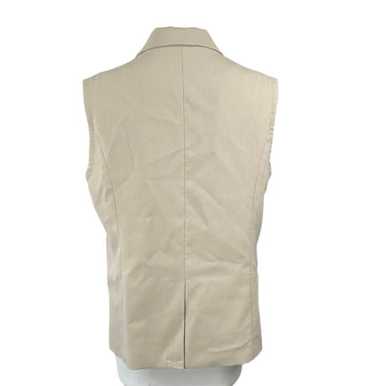 Mina Self Women's Beige Peak Lapel Sleeveless Vest Blazer Coat Jacket Size L