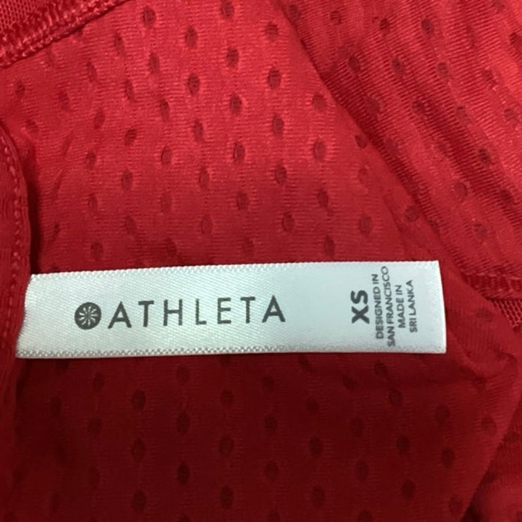 Athleta Women's Red Mesh Round Neck Short Sleeve Athletic Tee T-shirt Top Sz XS