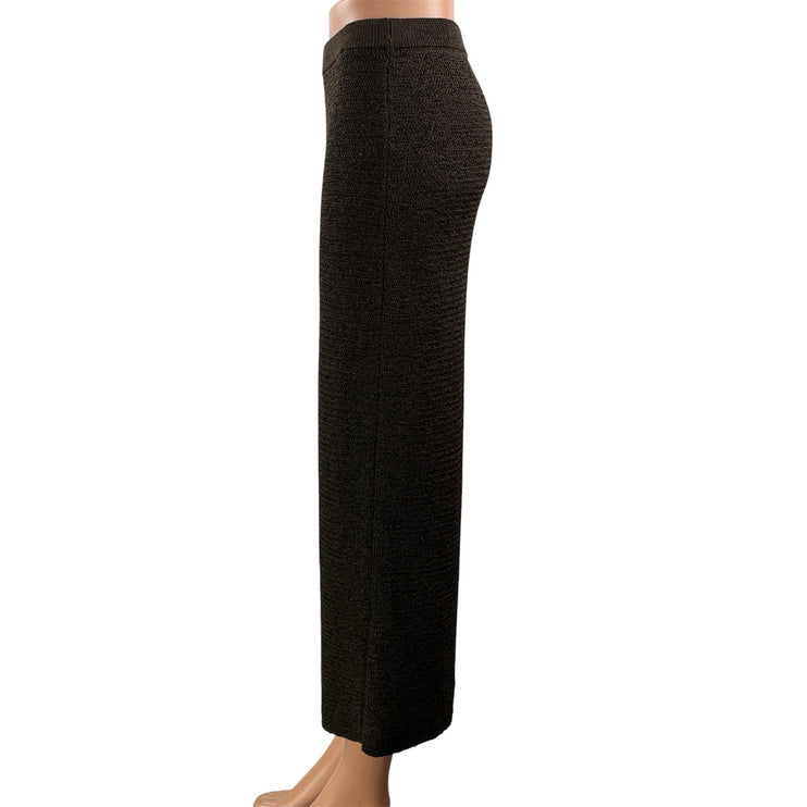 Zara Women's Brown Ribbed Knit Elastic Waist Straight Pencil Maxi Skirt Size S