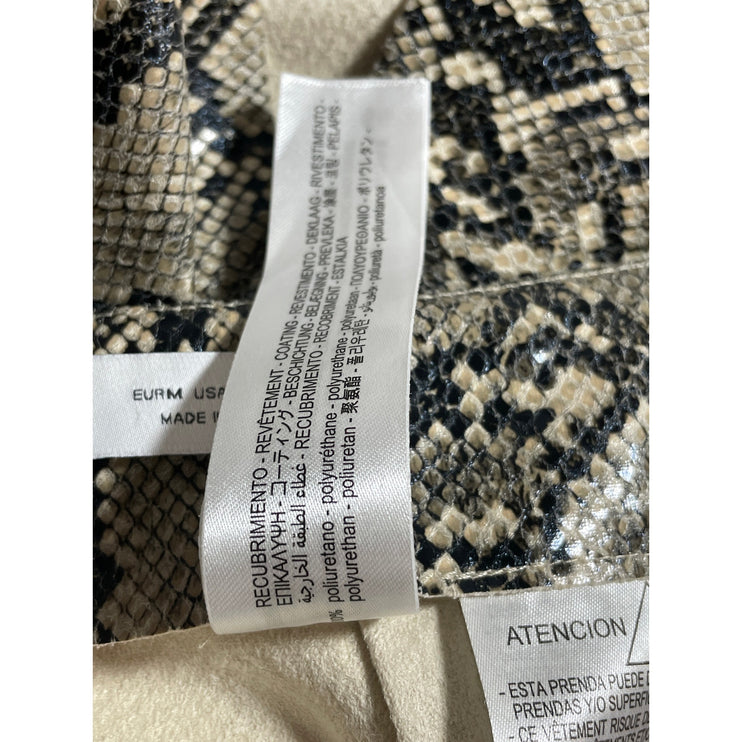 Zara Women's Snakeskin Faux Vegan Leather High Rise Mini Flare A-Line Skirt M