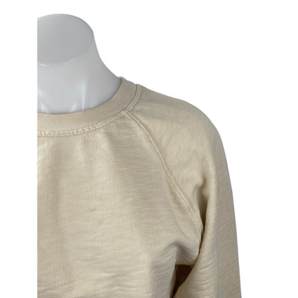 Madewell MWL Women's Cream Beige Terry Long Sleeve Crew Neck Sweatshirt Top Sz M