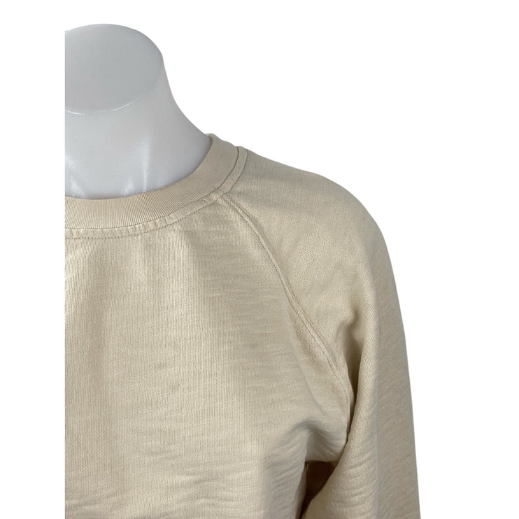 Madewell MWL Women's Cream Beige Terry Long Sleeve Crew Neck Sweatshirt Top Sz M