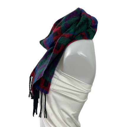 Vintage 80s Retro Southwestern Fringe Oversized Wrap Shawl Neck Scarf Size OS