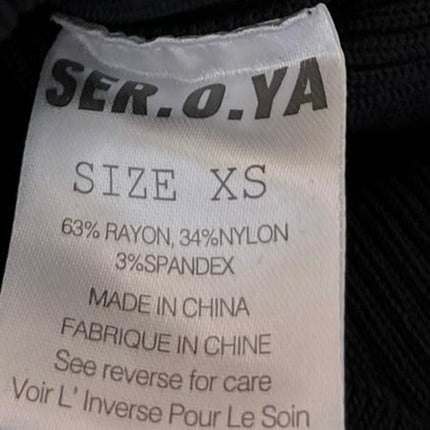 SER.O.YA Black Ribbed Button Up Collar Long Sleeve Polo Sweater Bodysuit Top XS
