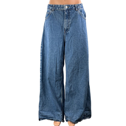 Zara Women's Blue High Waisted Y2k Wide Leg Baggy Palazzo Denim Jeans Size 10