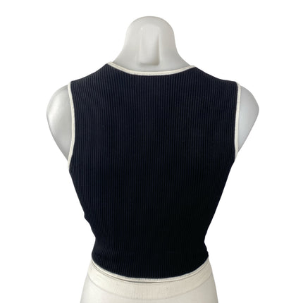 House of Harlow 1960 Women's Black Sleeveless Ribbed Knit Tank Crop Top Size S