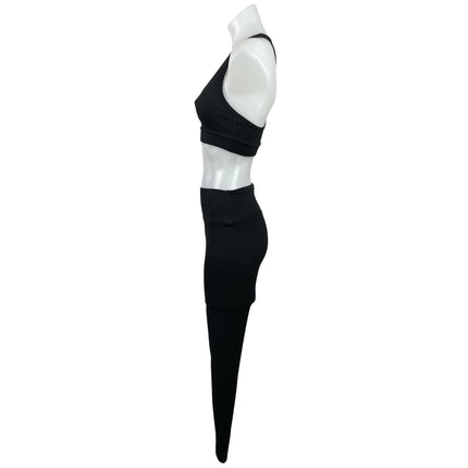 Set Active Black Racerback Yoga Athletic Sports Bra Leggings 2 Piece Set Size S