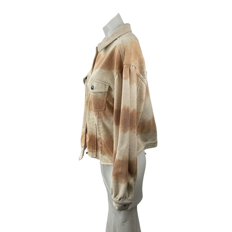 Anthropologie POL Tie Dye Collared Long Sleeve Button Crop Shacket Coat Jacket L