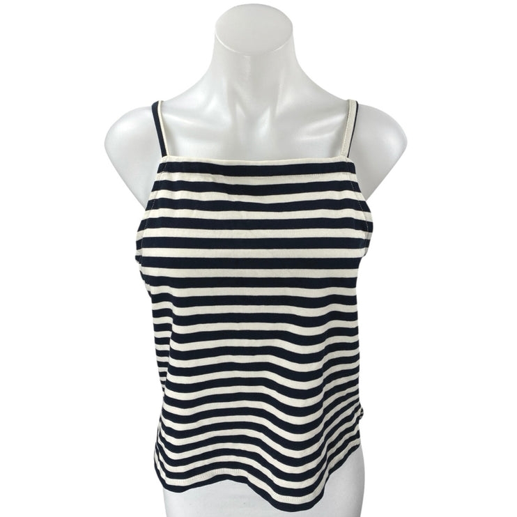 J.Crew Women's White Blue Striped Sleeveless Knit Cami Camisole Tank Top Size S