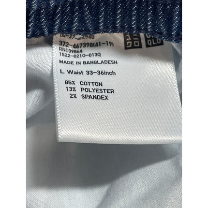 Uniqlo Women's Blue Pull On High Waisted Baggy Straight Leg Denim Jeans Size L