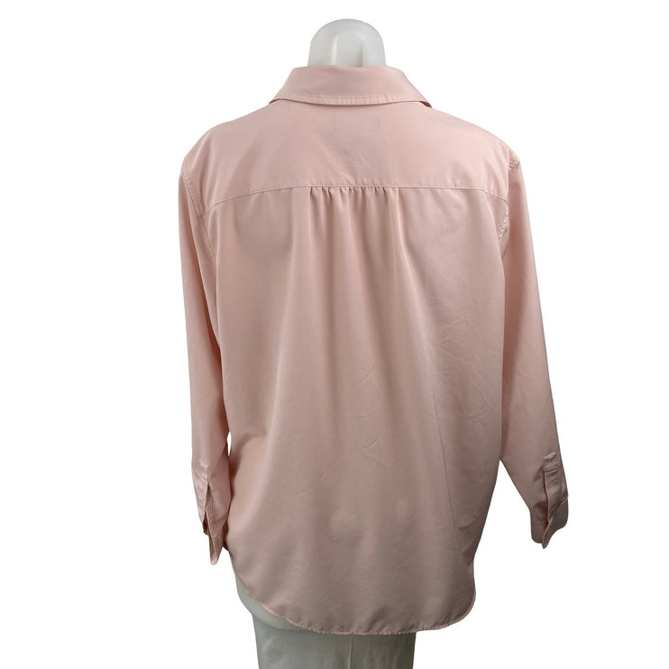 Lands' End Women's Pink Chest Pocket Long Sleeve Button Down Shirt Top Size L