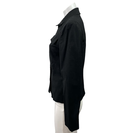 Ann Taylor Women's Black Long Sleeve Collared Button Down Shirt Jacket Size 6