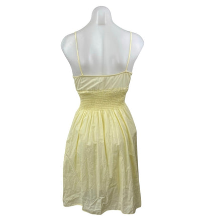 Estam Women's Yellow Sleeveless Cami Camisole Smocked A-Line Flared Dress Size S