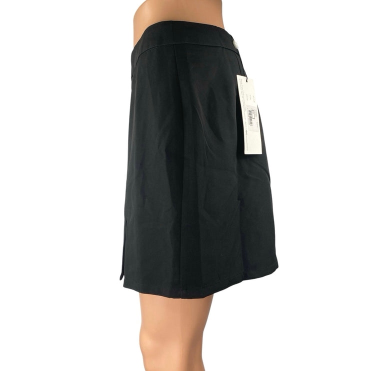 NEW SNDYS Fern Women's Black High Waisted Front Slit Zipper Mini A-Line Skirt M