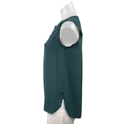 Ann Taylor LOFT Women's Teal Sleeveless Henley Tank Button Blouse Top Size XS