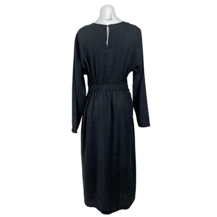 Nasty Gal Black Long Sleeve Tie Front Knot Crew Neck A Line Maxi Dress Size L