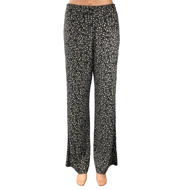 NEW Roxy Endless Daze Women's Black White Printed Wide Leg Trousers Pants Size L