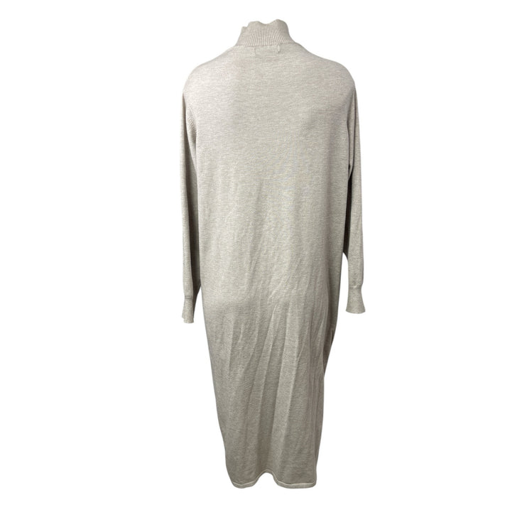 Mango MNG Beige Oversized Knit Turtleneck Long Sleeve Midi Sweater Dress Size M