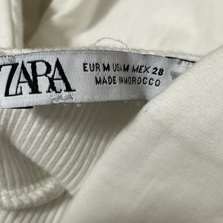 Zara Women's White Sleeveless Sweetheart Tie Wrap Blouse Crop Top Size M