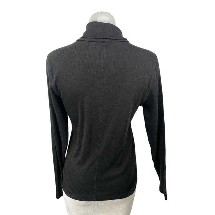 Everlane Women's Black Ribbed Knit Turtleneck Long Sleeve Sweater Top Size L