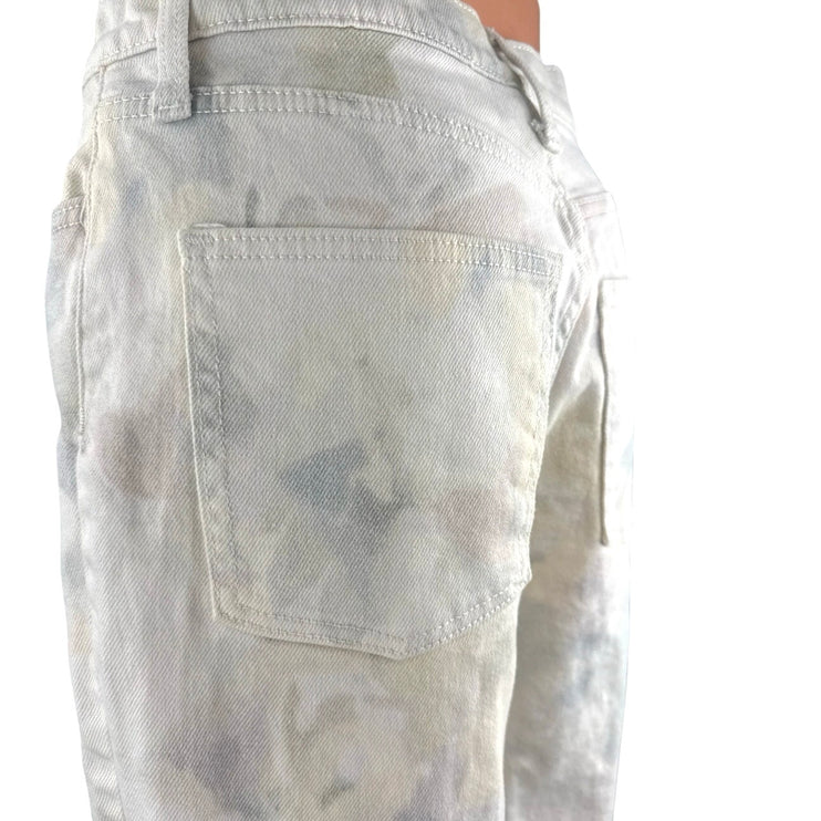 Universal Thread Women's Watercolor Floral Pastel Straight Crop Denim Jeans Sz 4