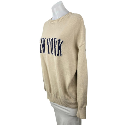 Le Lis Women's Beige New York Long Sleeve Crew Neck Oversized Sweater Top Size M