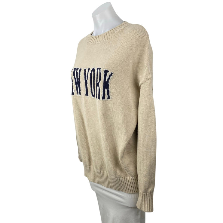 Le Lis Women's Beige New York Long Sleeve Crew Neck Oversized Sweater Top Size M