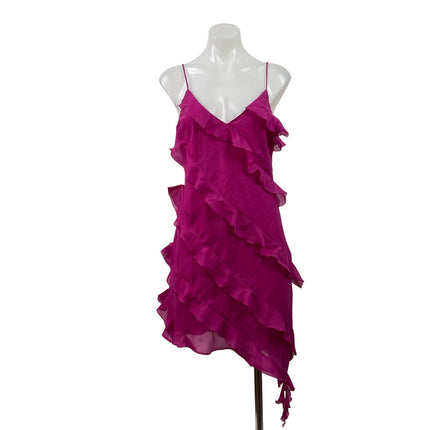 Abercrombie & Fitch Pink Asymmetric Layered Ruffle Cami Mini A-Line Tank Dress M
